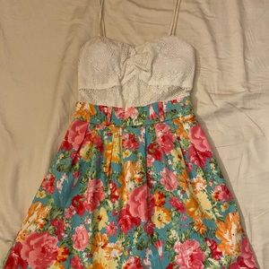 White lace and floral summer dress